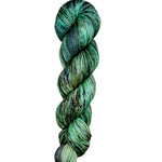 Blackbird Sycamore Fingering Mini Skein Yarn Color green brown black speckles