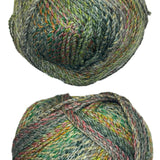 Green, red, pink skein of yarn 