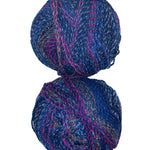 Blue, pink, yellow variegated skein of yarn