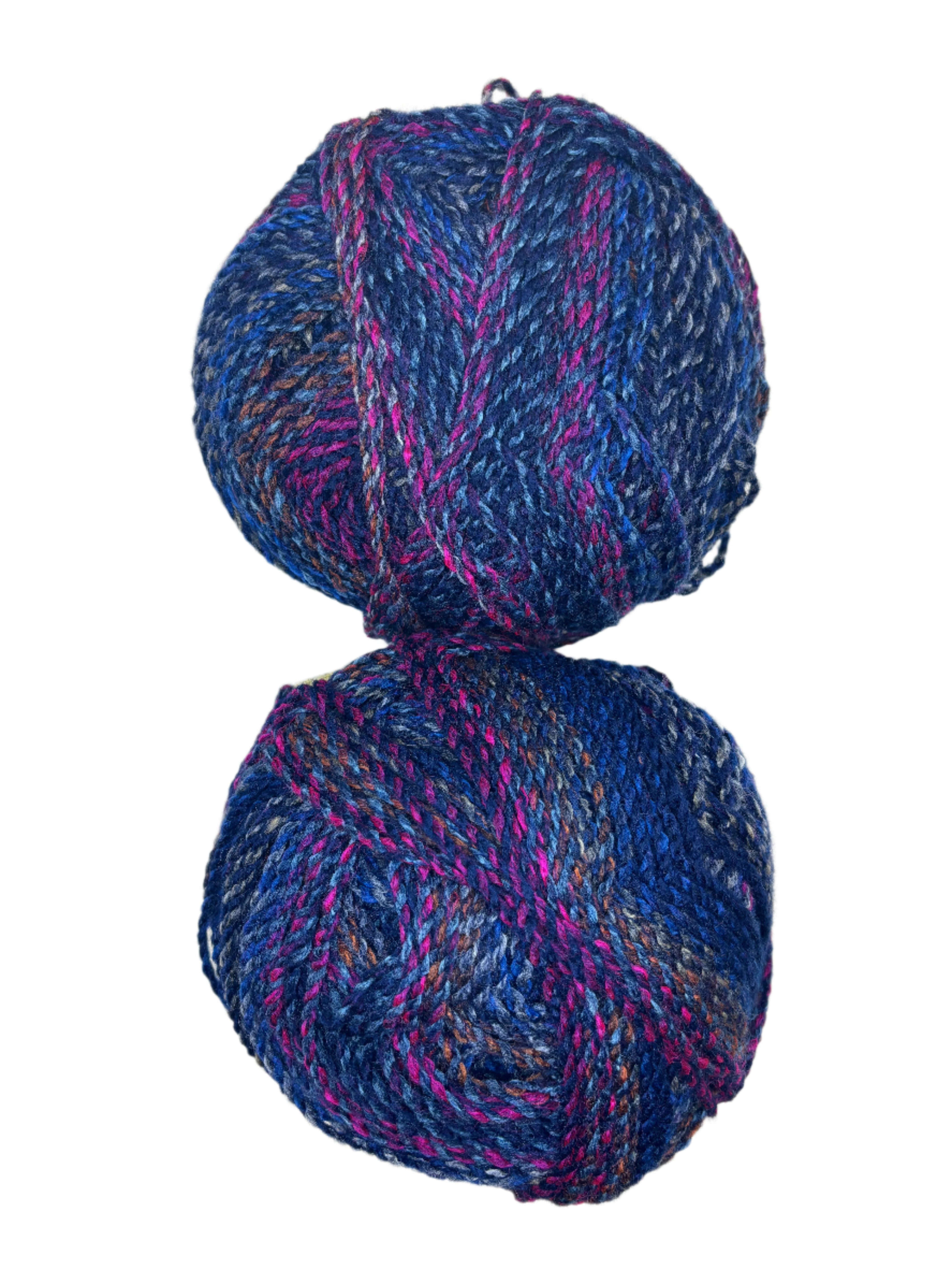 Blue, pink, yellow variegated skein of yarn