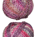 Pink, purple, grey ball of yarn 