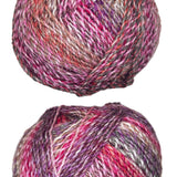 Pink, purple, grey ball of yarn 