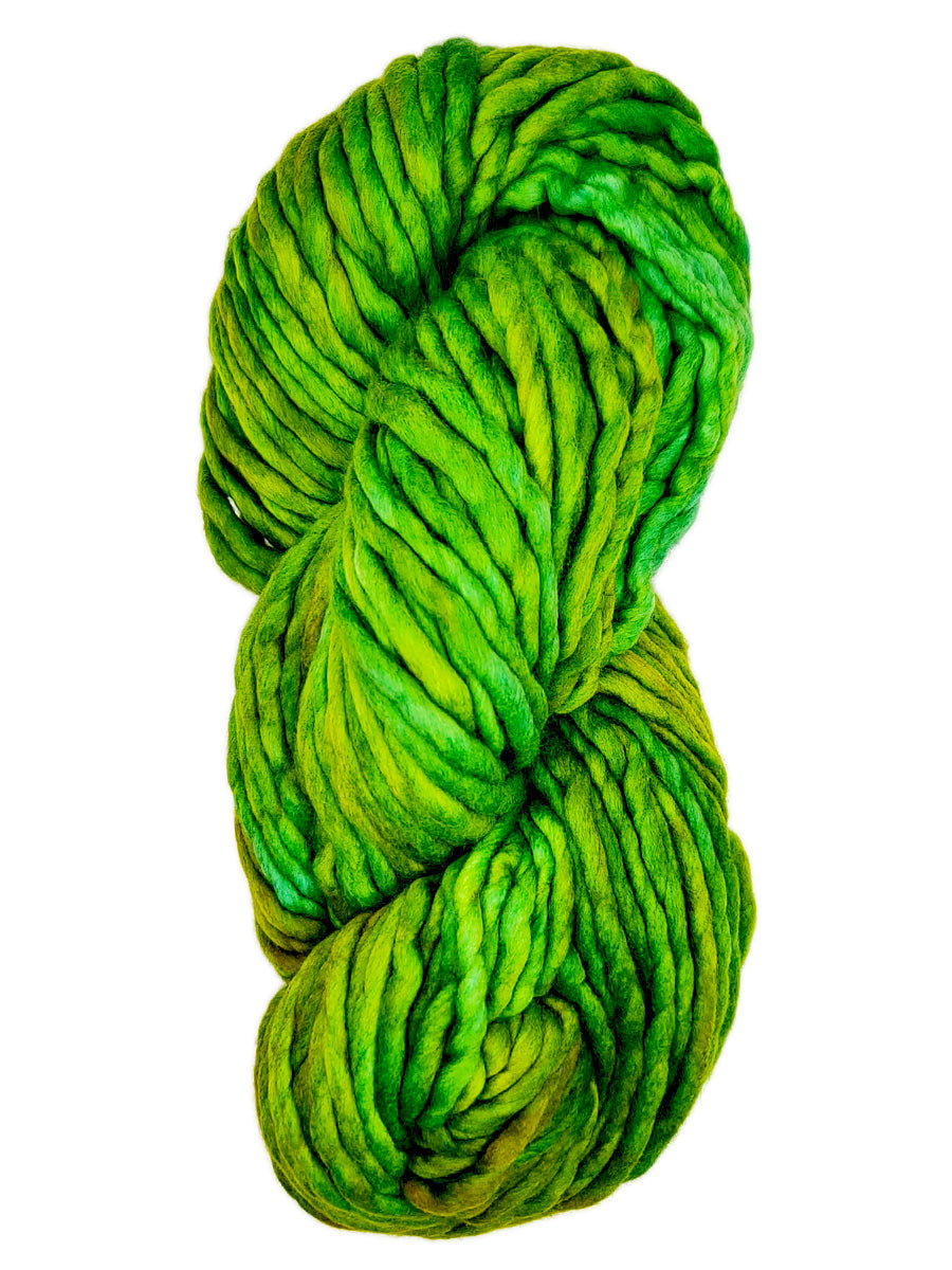 A green skein of Malabrigo Rasta yarn