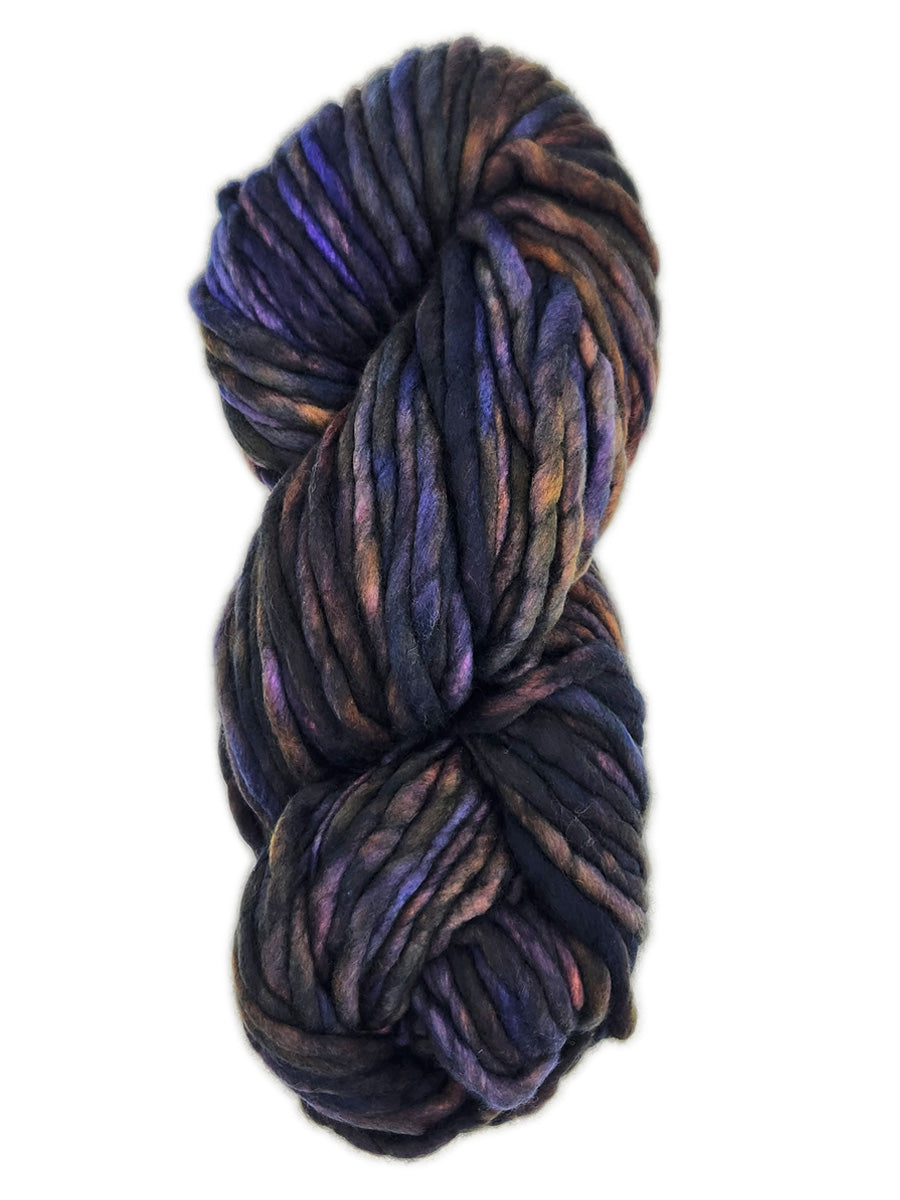 A blue and brown skein of Malabrigo Rasta yarn