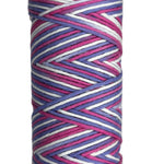 Pink, Purple, White striped skein of yarn