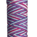 Pink, Purple, White striped skein of yarn
