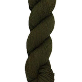 Hunter Green skein of mountain meadow wool yarn on a white background