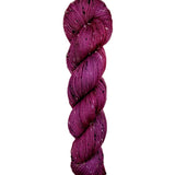 Skein of hand dyed BFL Tweed Yarn color wine red
