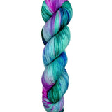 Blackbird Sycamore Fingering Mini Skein Yarn Color teal pink purple green black speckles