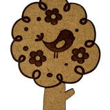 Wooden magnetic needle minder with decorative etching