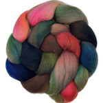 Polwarth combed top fiber braid in the colors red pink orange brown black grey navy