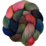 Polwarth combed top fiber braid in the colors red pink orange brown black grey navy