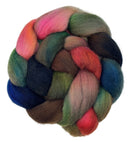 Polwarth combed top fiber braid in the colors red pink orange brown black grey navy