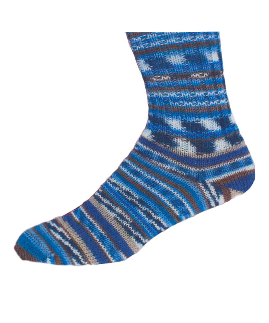 A blue and white striped sock