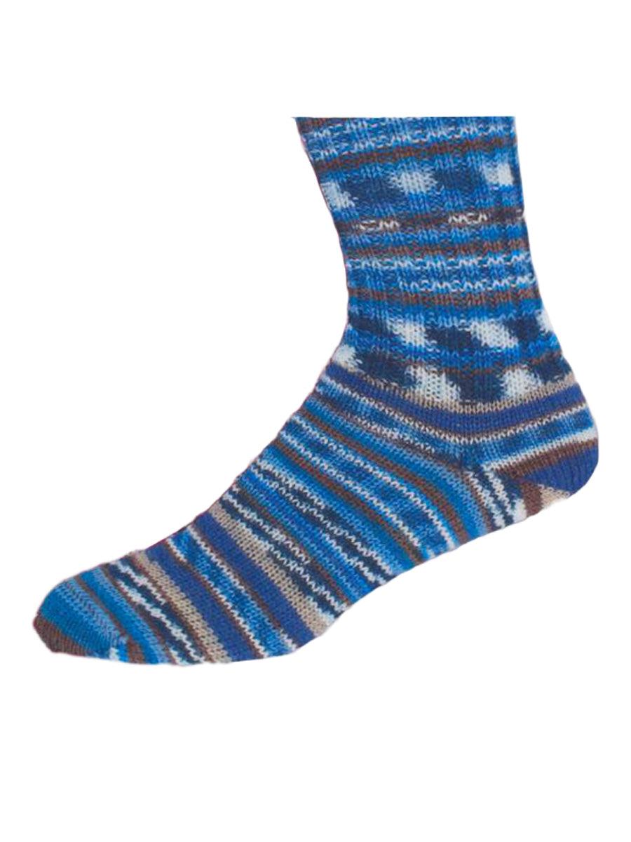 A blue and white striped sock