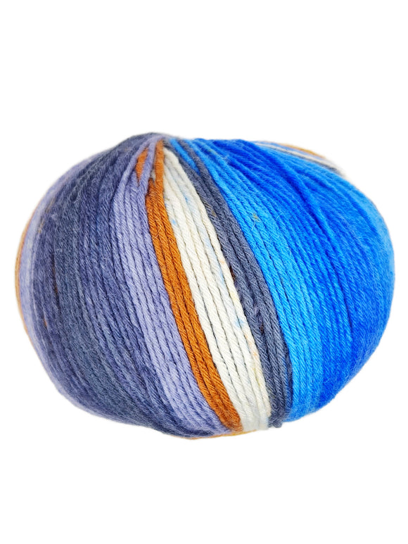 ONline Supersocke 8-Ply Merino Color blue and orange