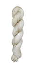 A skein of hand-dyed fingering/sock yarn color off-white grey