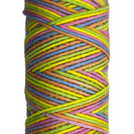 Pastel Pink, Blue, Yellow, Green, Orange striped skein of yarn