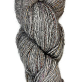 Handspun skein of Angora and Wool Yarn color grey