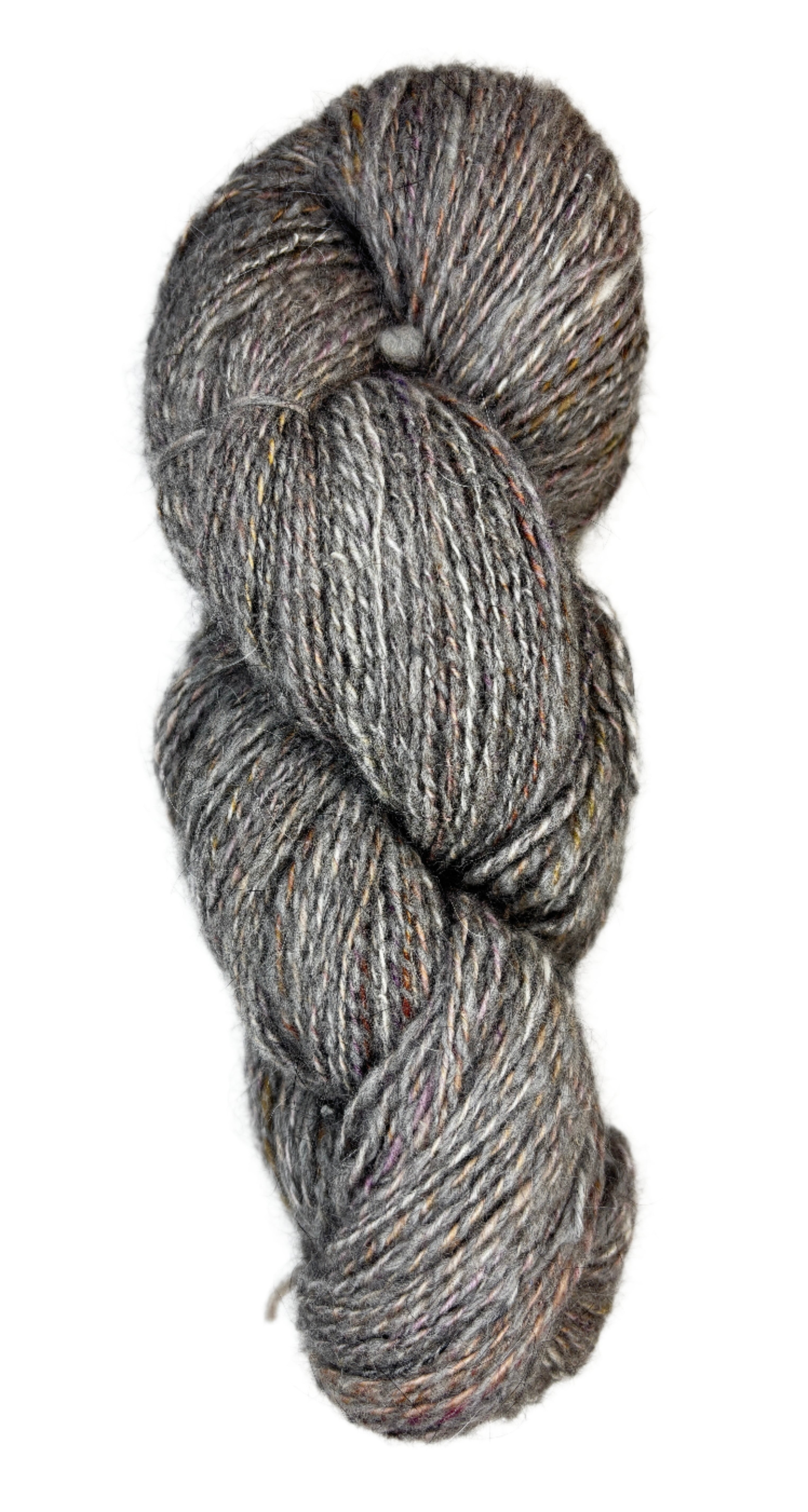 Handspun skein of Angora and Wool Yarn color grey
