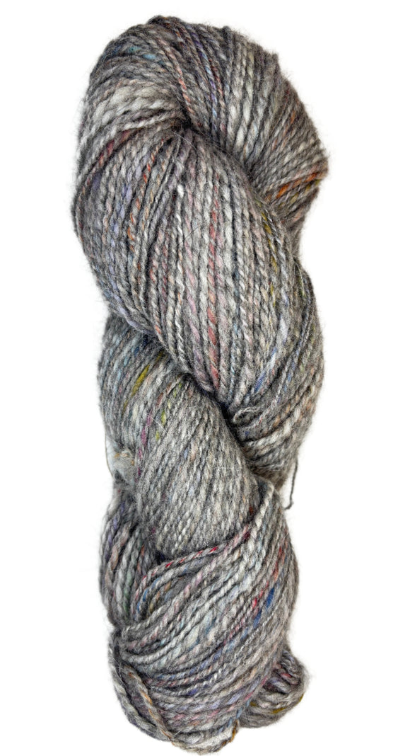 Handspun skein of Angora and Wool Yarn color grey