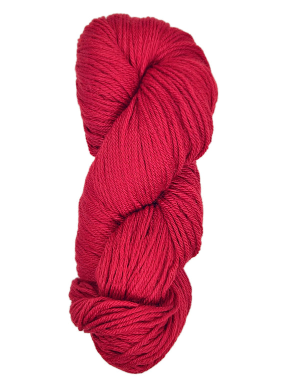 A skein of Berroco Vintage Worsted Yarn Color Red