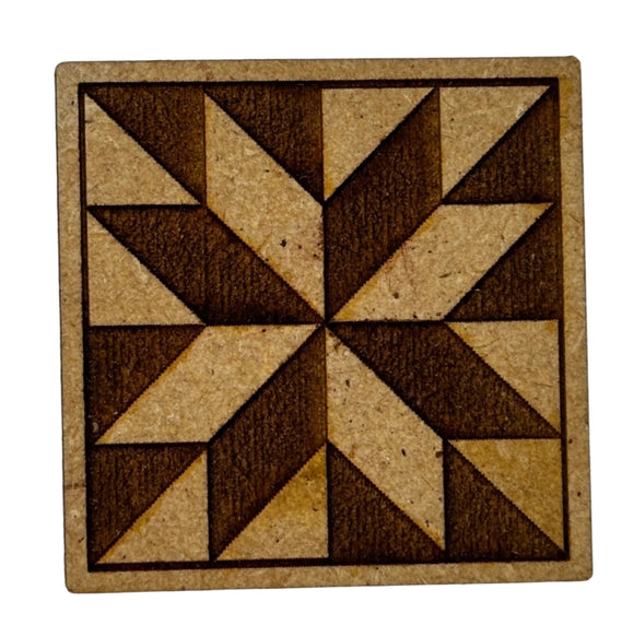 Wooden magnetic needle minder with decorative etching