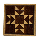 Wooden magnetic needle minder with decorative etching