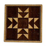 Wooden magnetic needle minder with decorative etching