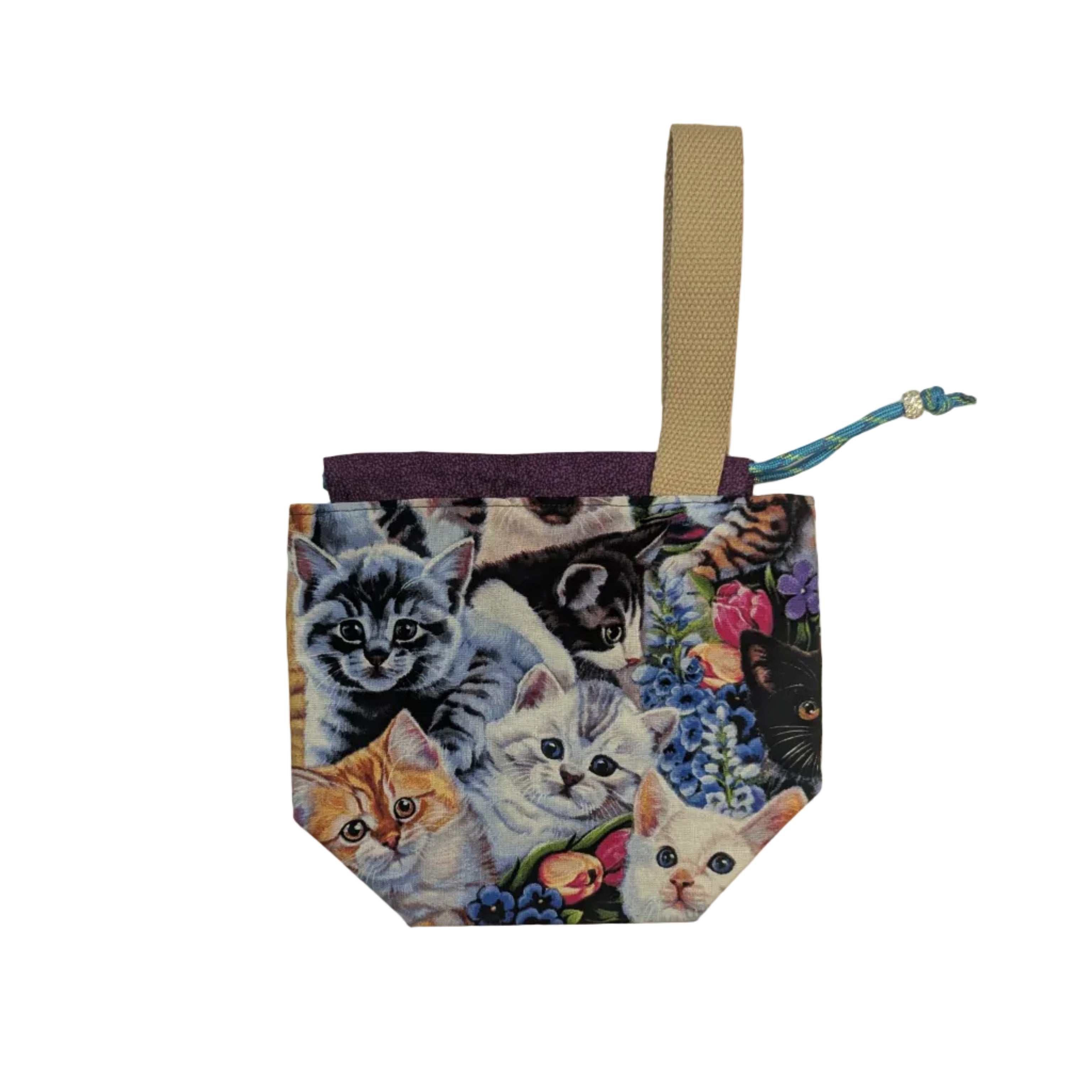 Small pouch with a cat and flower design