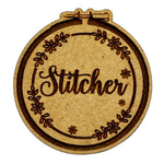 WOODEN NEEDLE MINDER WITH ENGRAVED DESIGN