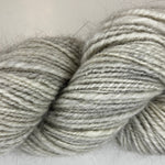 Handspun skein of Angora and Wool Yarn color grey and white