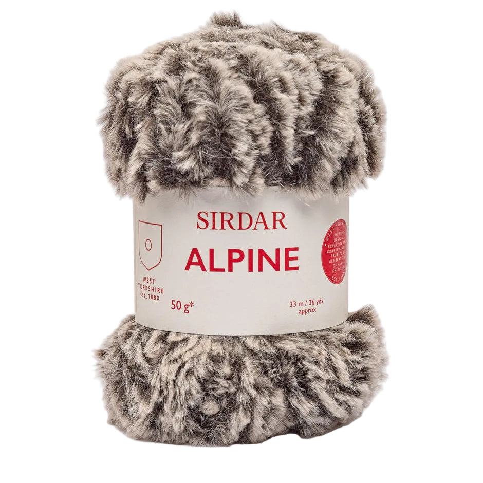 Ball of Sirdar Alpine yarn on a beige background