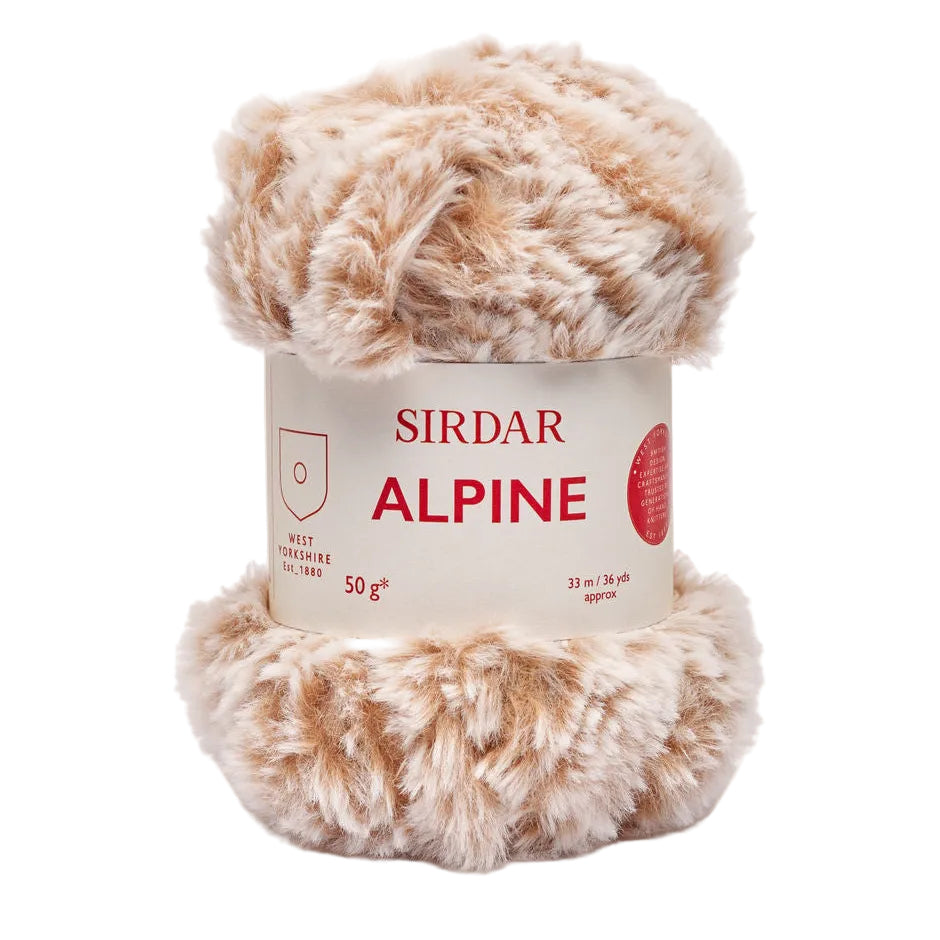 Ball of Sirdar Alpine yarn on a beige background