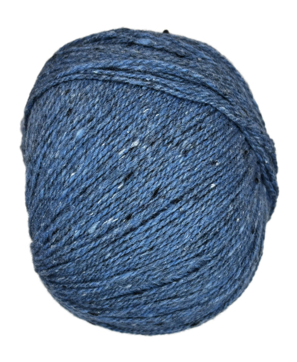 Ball of mildly tweedy yarn color skylight blue