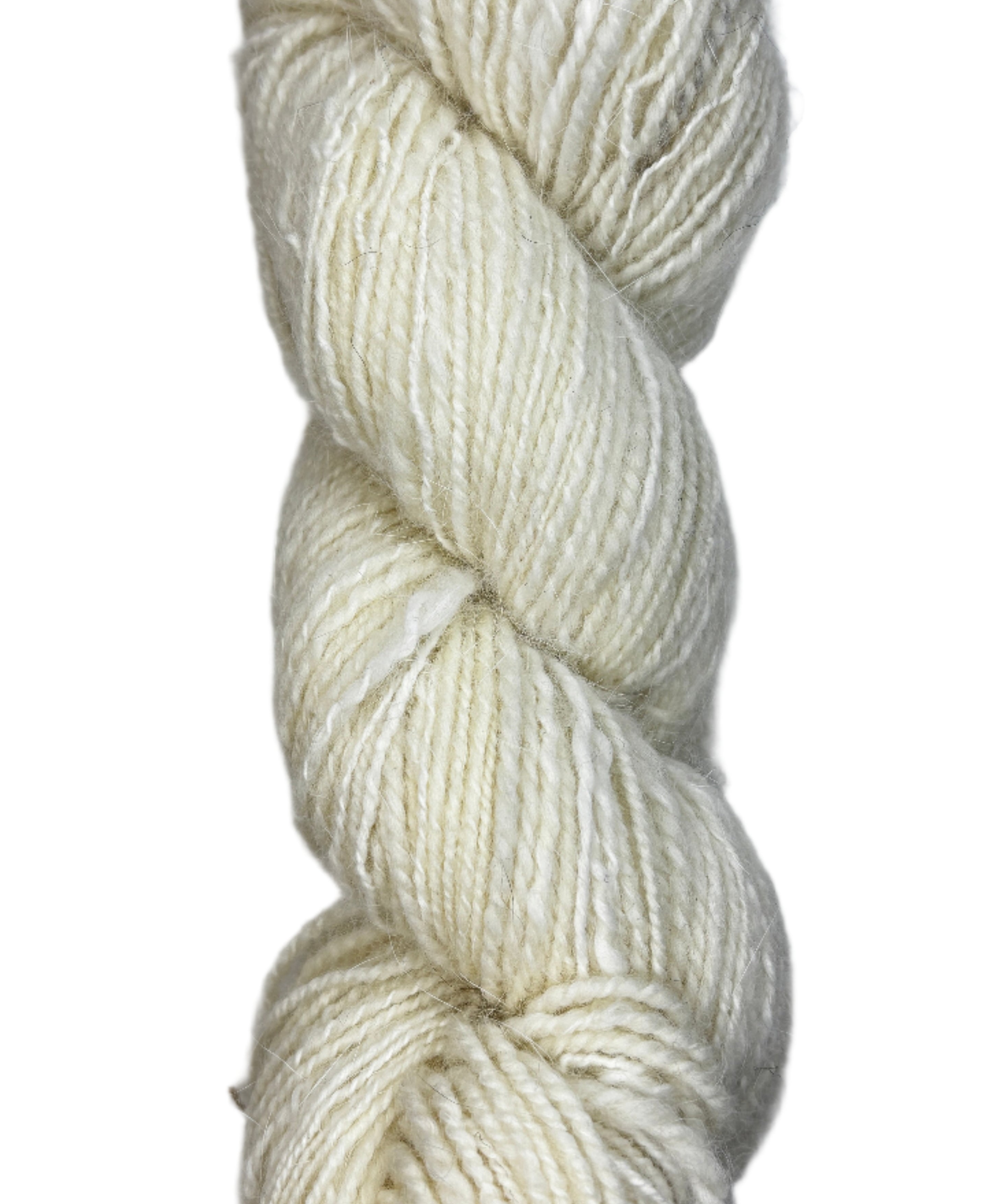 Handspun skein of Angora and Wool Yarn color white