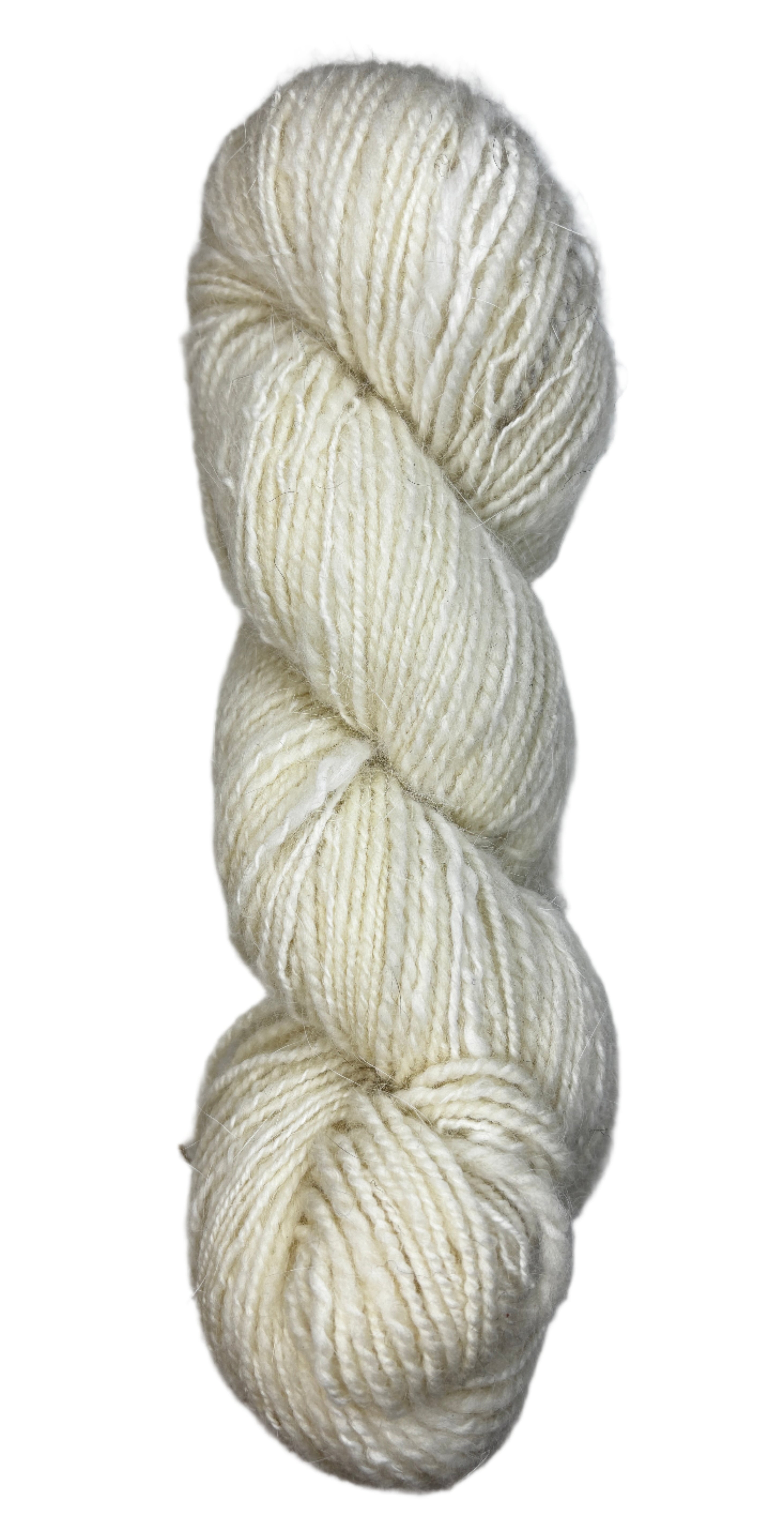 Handspun skein of Angora and Wool Yarn color white