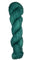 Skein of hand dyed fingering weight yarn in the color spruce green
