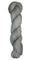 Skein of hand dyed fingering weight yarn in the color grey