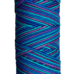 Blue, Aquamarine, Purple striped skein of yarn