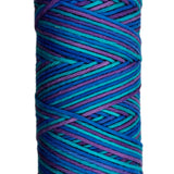 Blue, Aquamarine, Purple striped skein of yarn