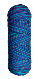 Blue, Aquamarine, Purple striped skein of yarn