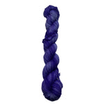 Braided blue yarn on a white background