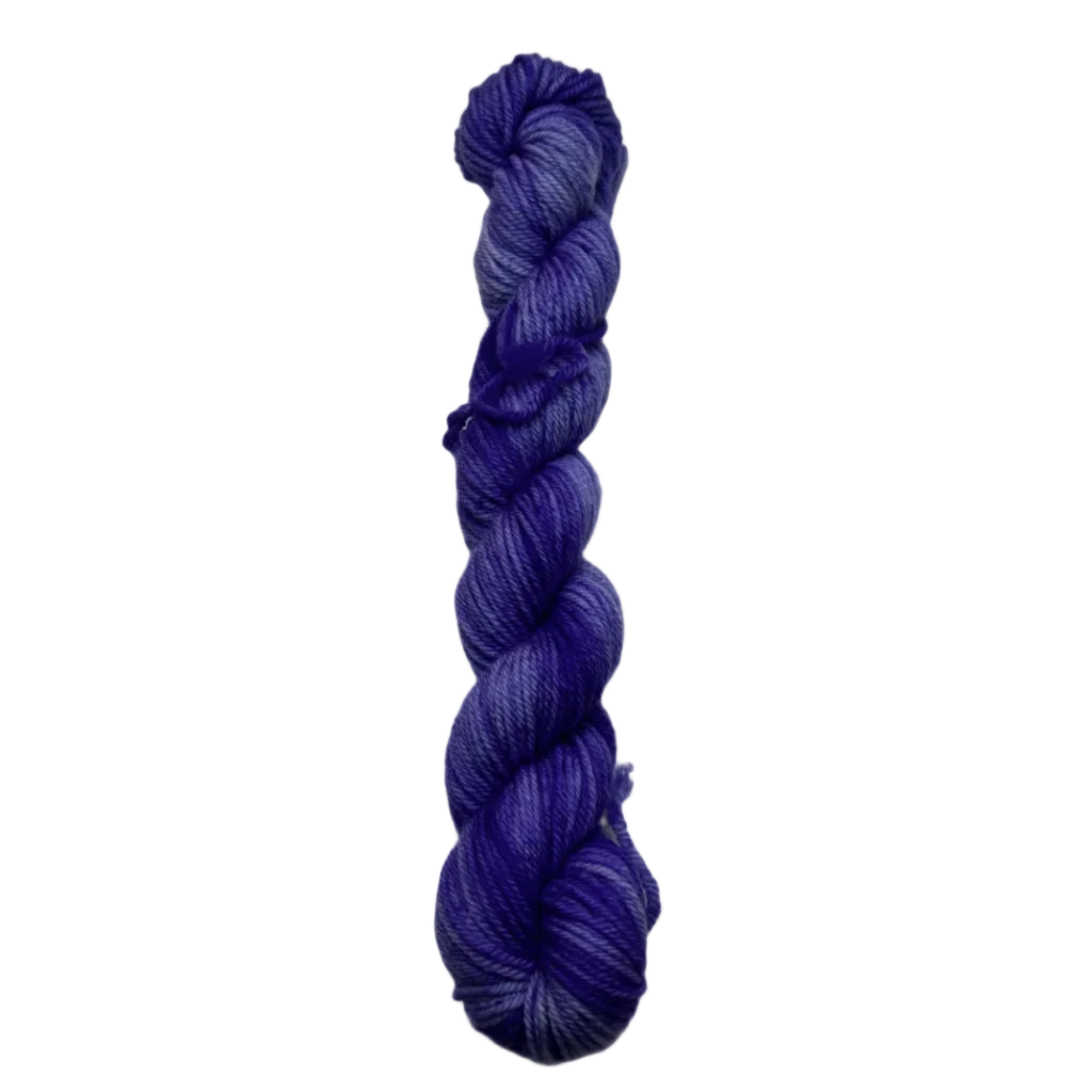 Braided blue yarn on a white background