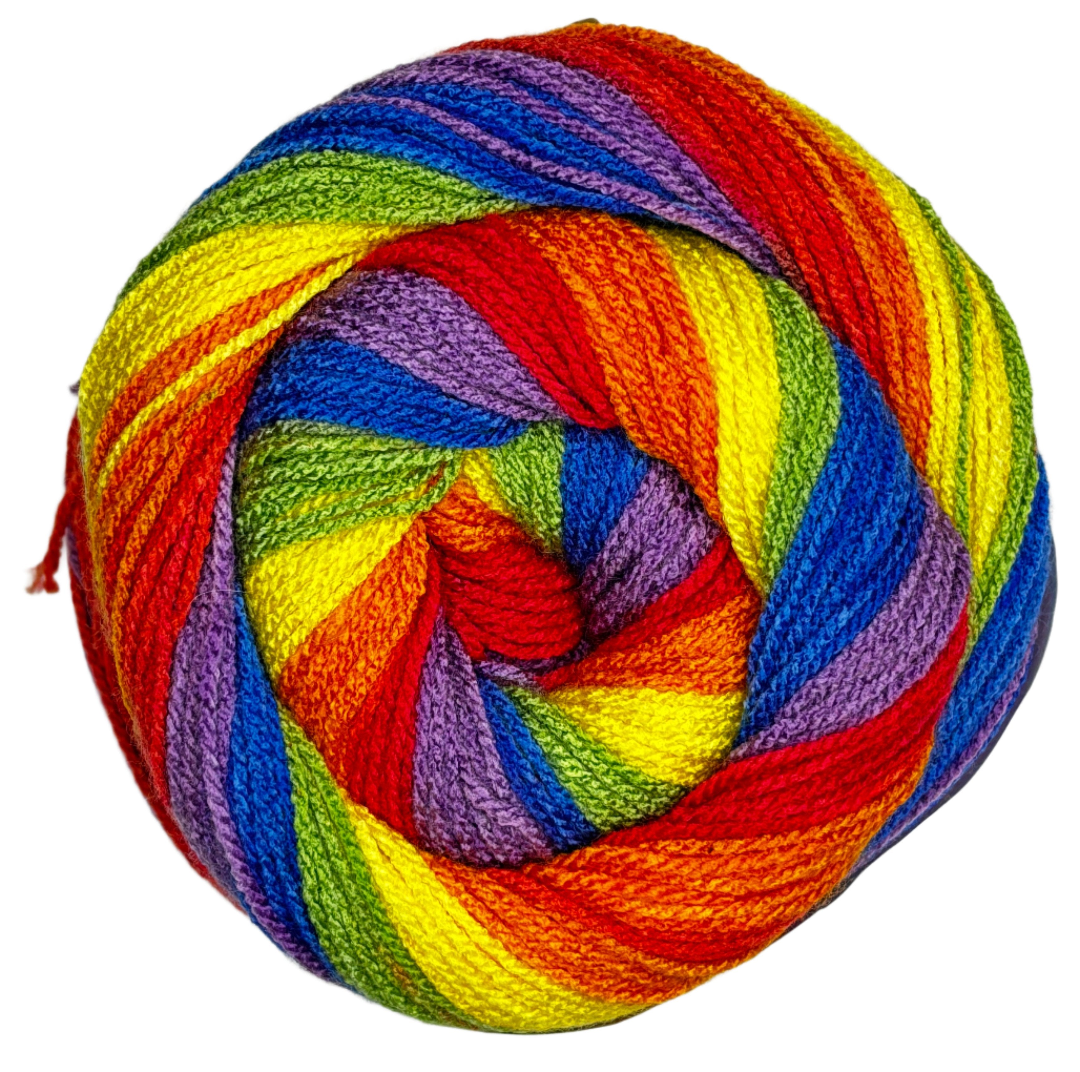 Rainbow colored self striping ball of yarn