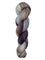 A skein of hand-dyed fingering/sock yarn color white grey tan blue brown