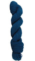 Teal skein of mountain meadow wool yarn on a white background