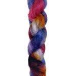 Skein of superkid mohair silk lace weight yarn color red blue orange black