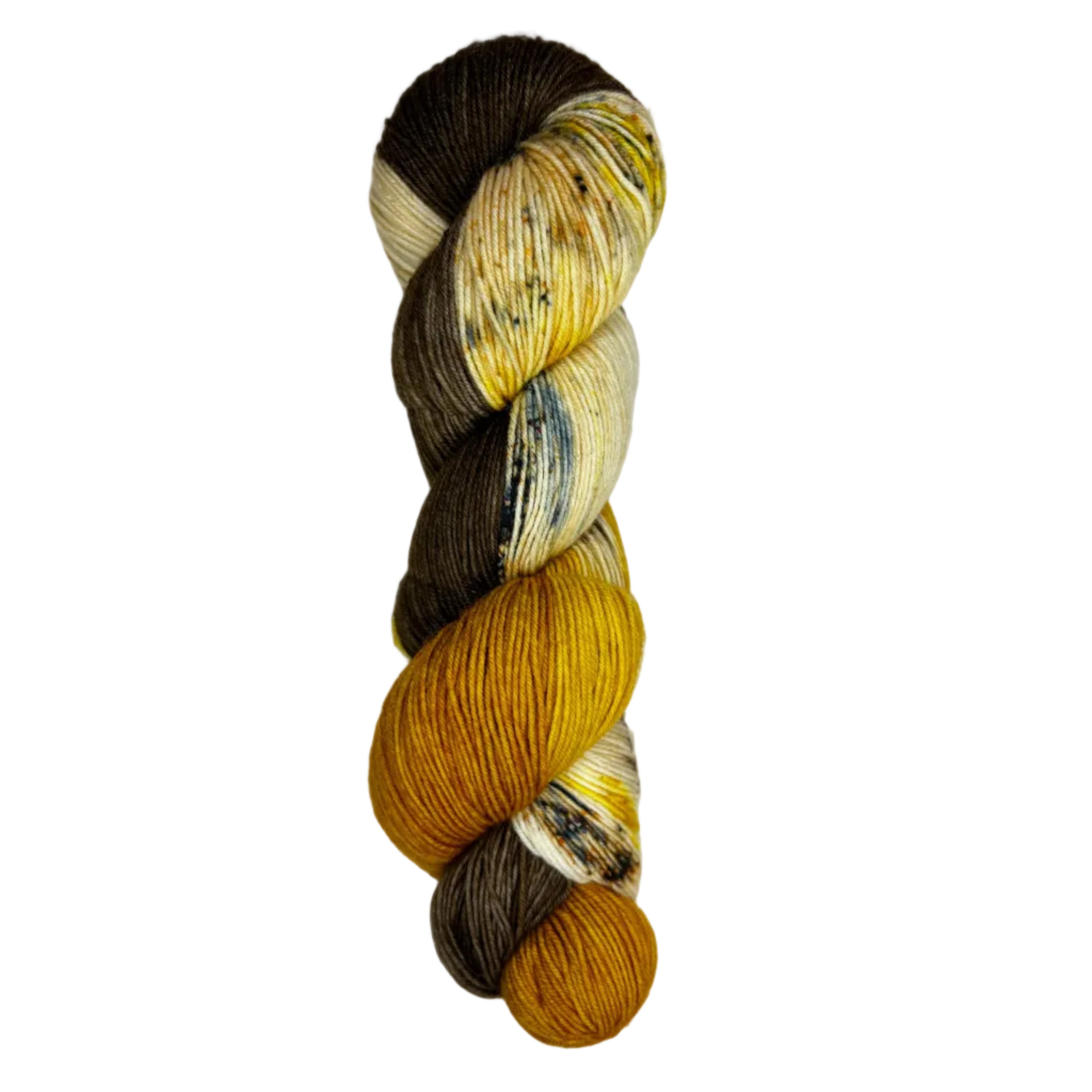 BROWN AND GOLD YARN ON A SOCK BASE