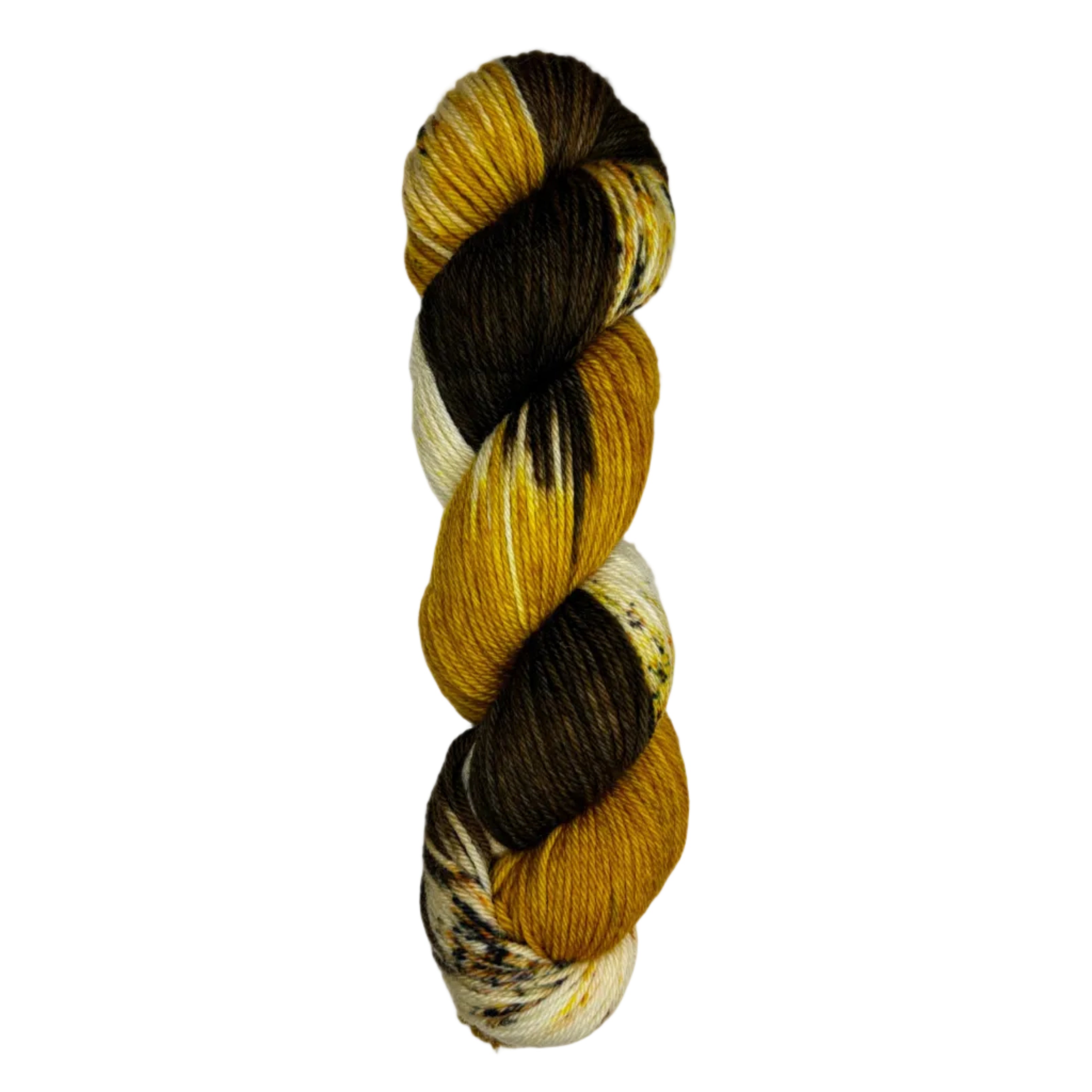 BROWN AND GOLD SKEIN OF WORSTED WEIGHT YARN 